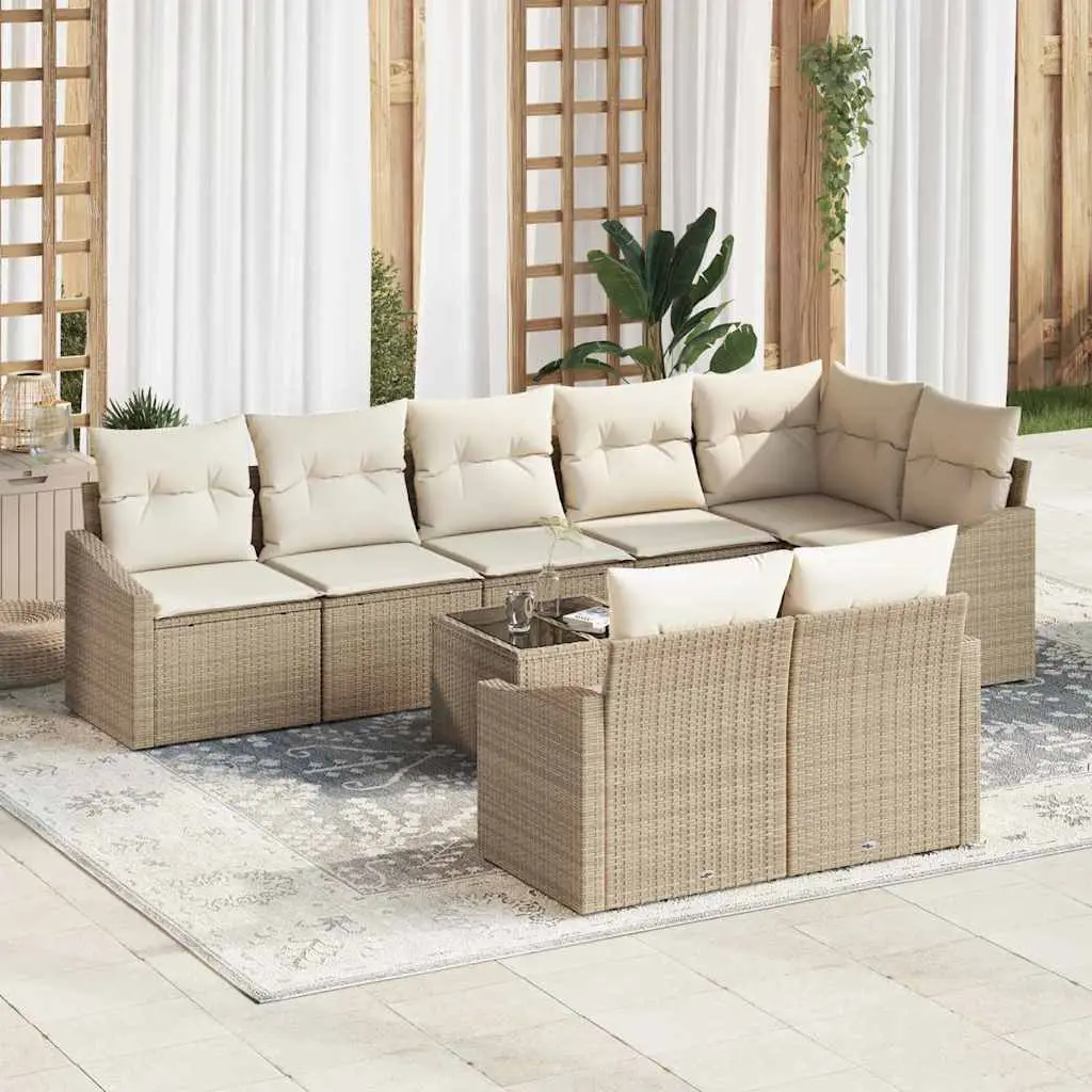 Ensemble de Canapés avec coussin 9 pcs Beige polyrotin vidaXL 3346781