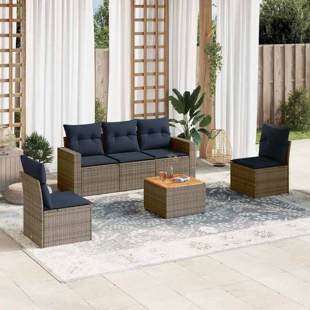Ensemble de jardin 6 places résine tressée gris avec coffre de rangement pour balcon – ComfortXL Outdoor Living