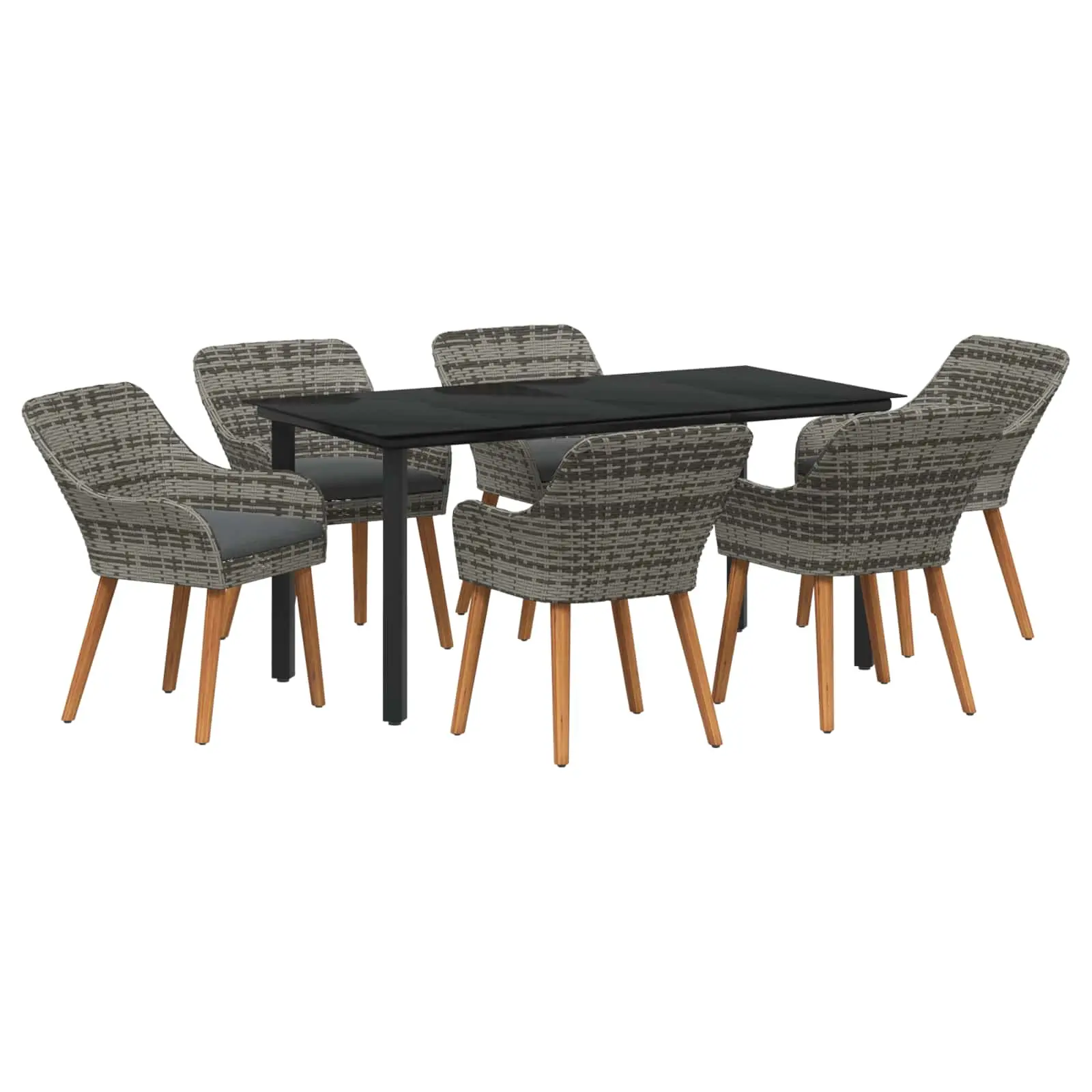 Ensemble de salle à manger pour jardin 7 pcs Gris polyrotin vidaXL 3261688