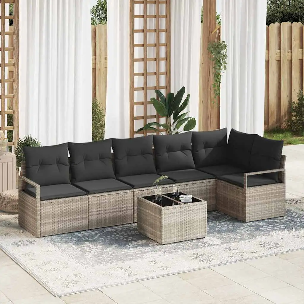 Ensemble de Canapés 7 pcs Gris clair polyrotin vidaXL 3346412