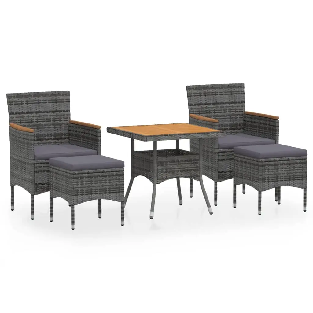 Ensemble de 5 pcs table de jardin avec chaises – mobilier de jardin Résine tressée et acacia Gris-JU2889