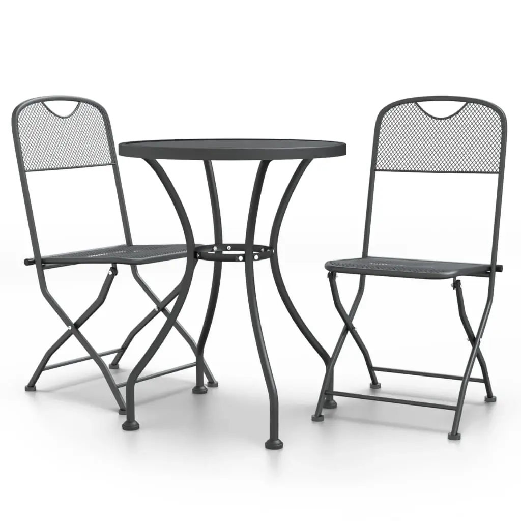 Ensemble de 3 pcs table de jardin avec chaises – mobilier de jardin Maille Métal Anthracite-JU3121