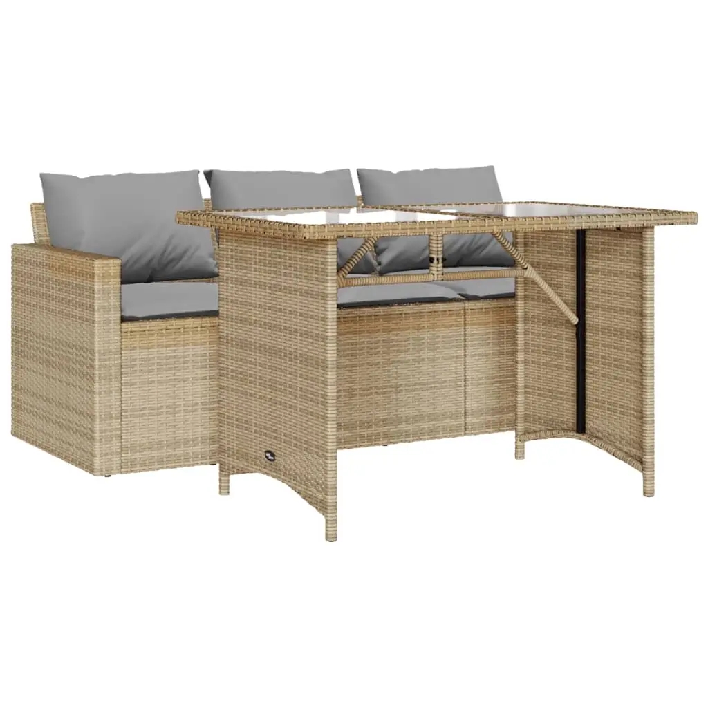 Ensemble de 2 pcs table de jardin et chaises avec coussins – mobilier de jardin beige poly rotin-JU2708