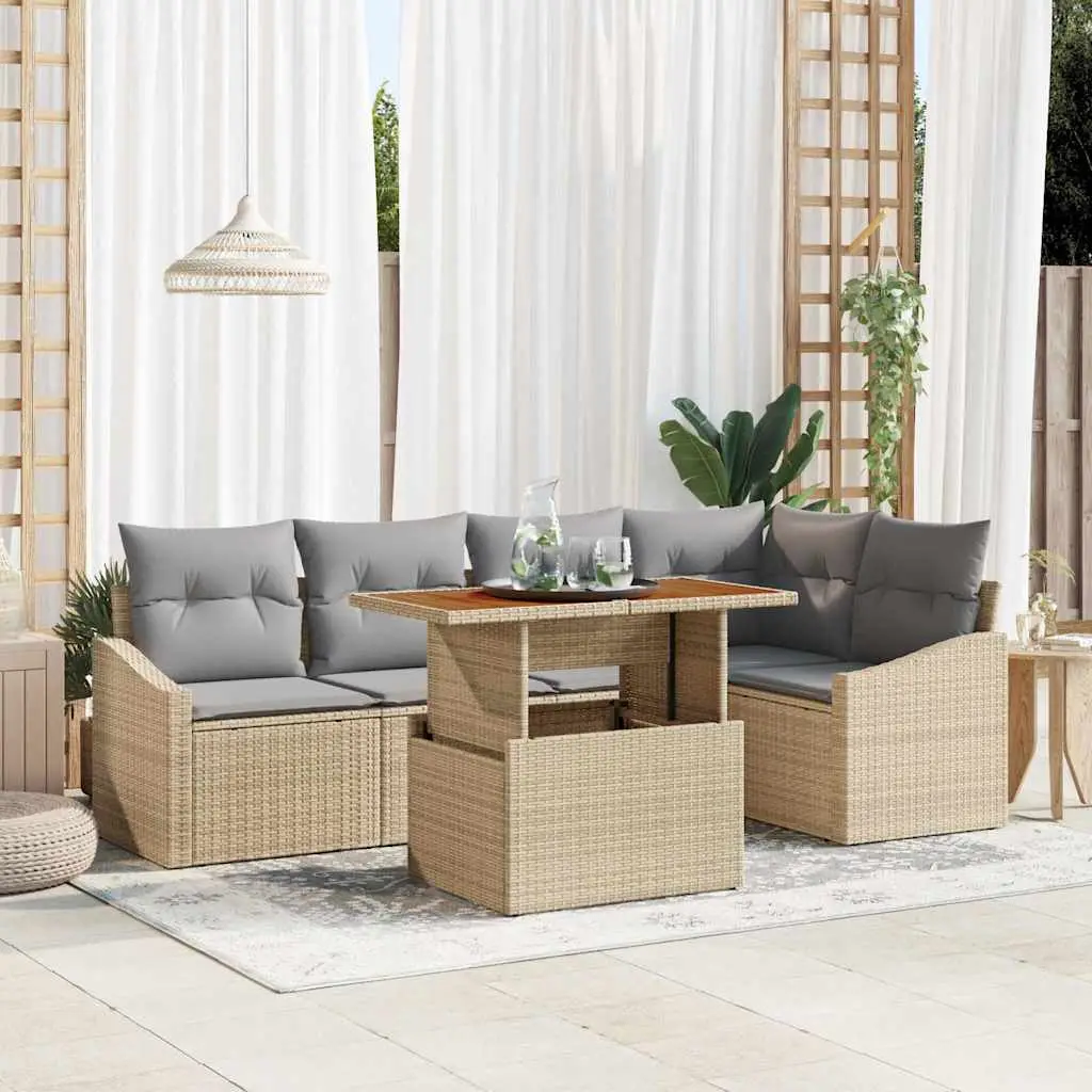 Ensemble de salle à manger pour jardin 6 pcs Beige et gris vidaXL 3349839 beige et gris