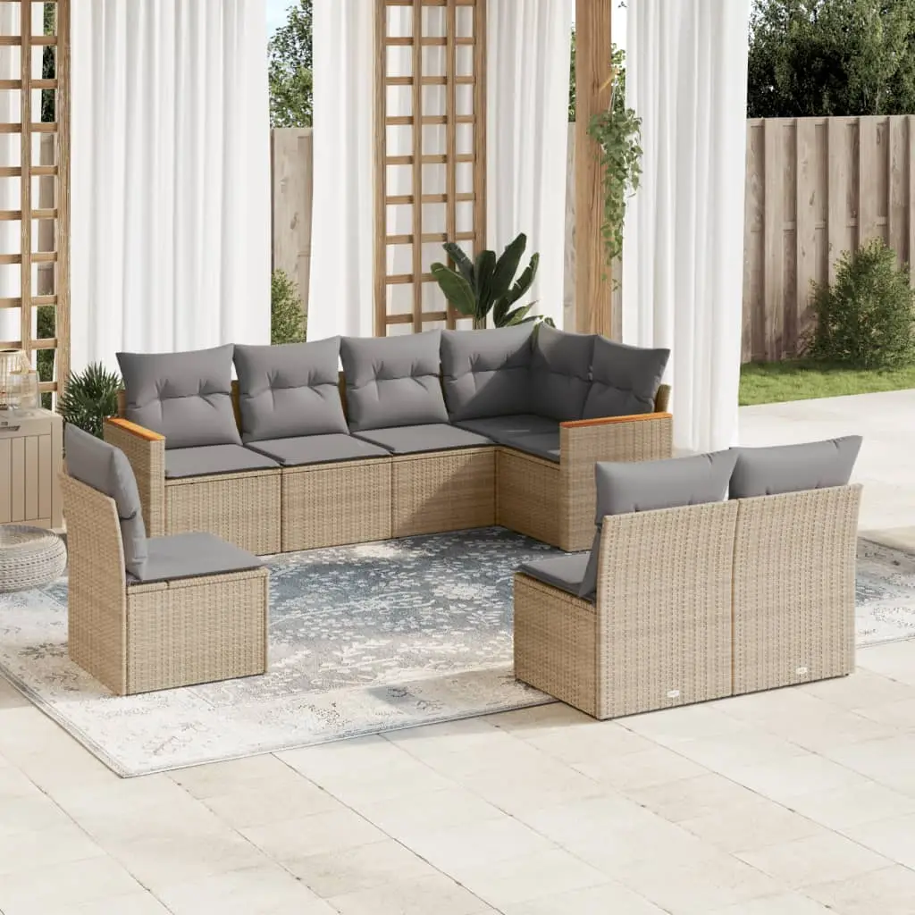 Ensemble de jardin 8 places en poly rotin avec coffres de rangement intégrés Beige Mixte – ComfortXL Outdoor Living