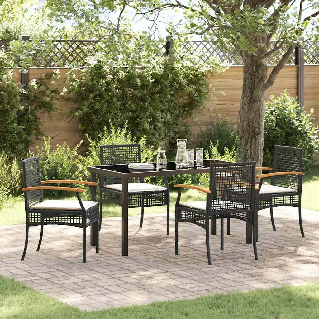 Ensemble de salle à manger pour jardin 5 pcs Noir Rotin vidaXL 3380815