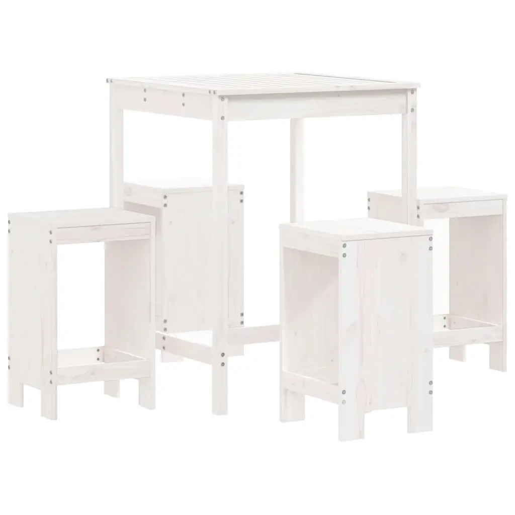 Ensemble de 5 pcs bar de jardin – Mobilier d’extérieur – Mobilier de jardin blanc bois massif de pin-JU2220
