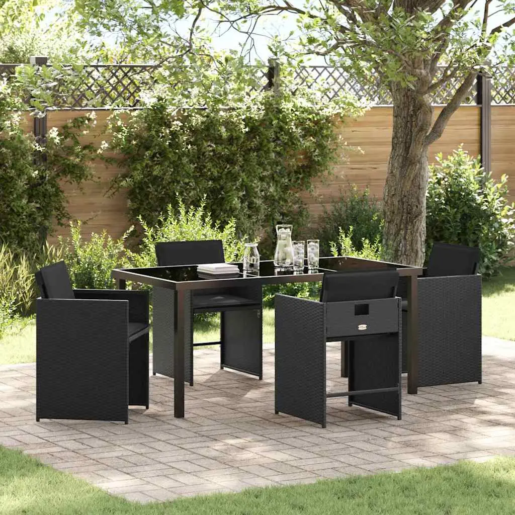 Ensemble de salle à manger pour jardin 5 pcs Noir polyrotin vidaXL 3380691