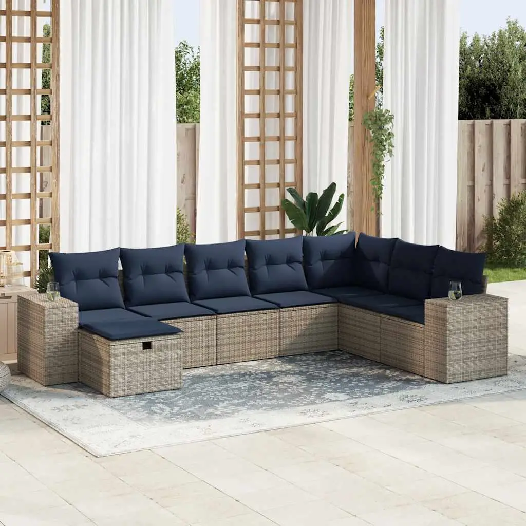 Ensemble de jardin 8 places avec coffres de rangement en résine tressée Gris – ComfortXL Outdoor Living