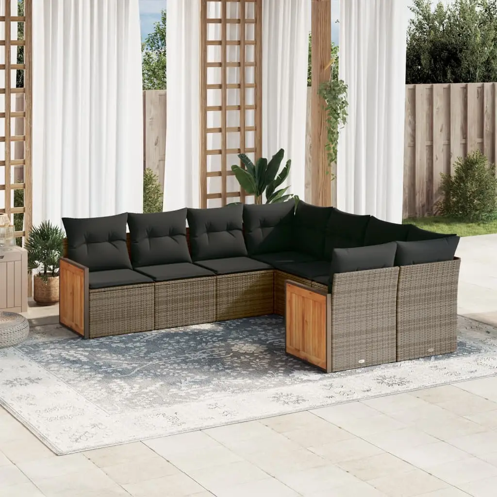Ensemble de Jardin Confort 8 Pièces Résine Tressée Modulable pour Patio et Véranda Gris – ComfortXL Outdoor Living