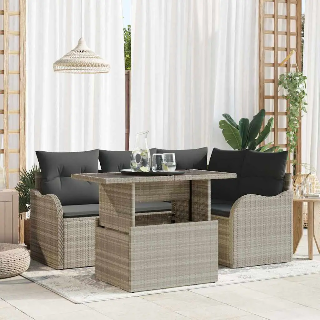 Ensemble de repas extérieur 5 pcs Gris clair Poly rotin vidaXL 3348458