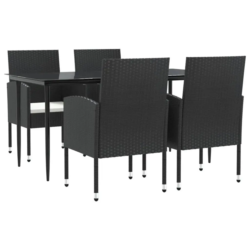 Ensemble de 5 pcs table de jardin avec chaises – mobilier de jardin noir résine tressée et acier