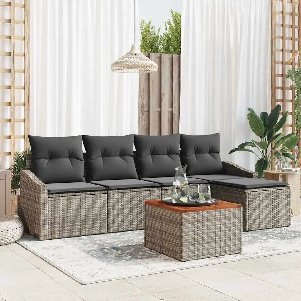 Ensemble de canapé de jardin avec stockage 6 pcs Gris polyrotin vidaXL 3356487