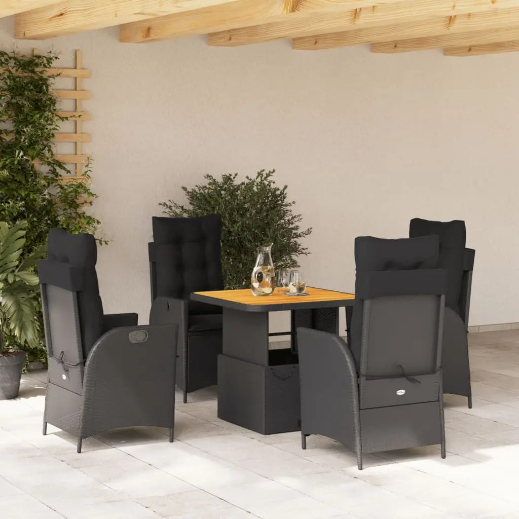 Ensemble de Jardin Compact 4 Places avec Table Relevable, Fauteuils Réglables Noir Intense – ComfortXL Outdoor Living