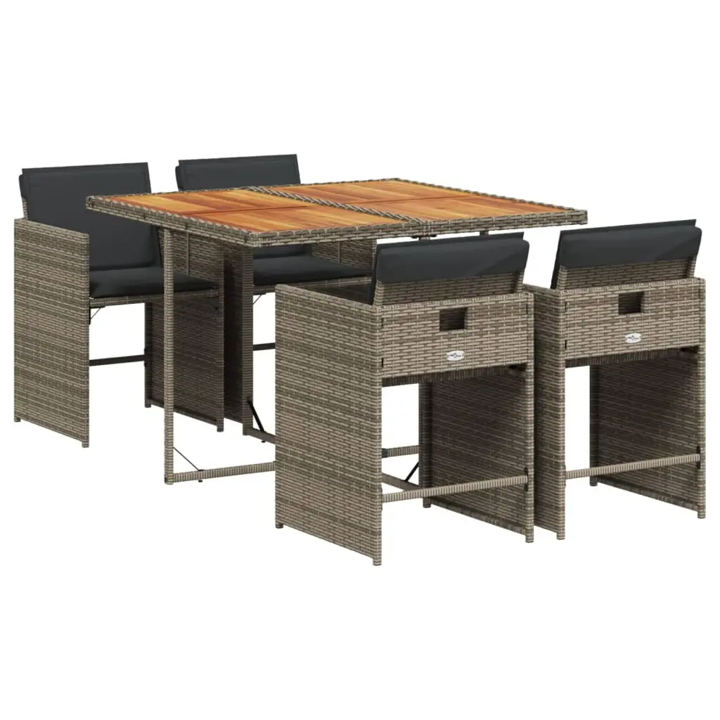Ensemble de 5 pcs table de jardin avec chaises – mobilier de jardin avec coussins Gris-JU3127