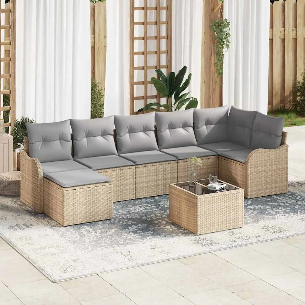 Ensemble de canapé de jardin Beige polyrotin vidaXL 3345800