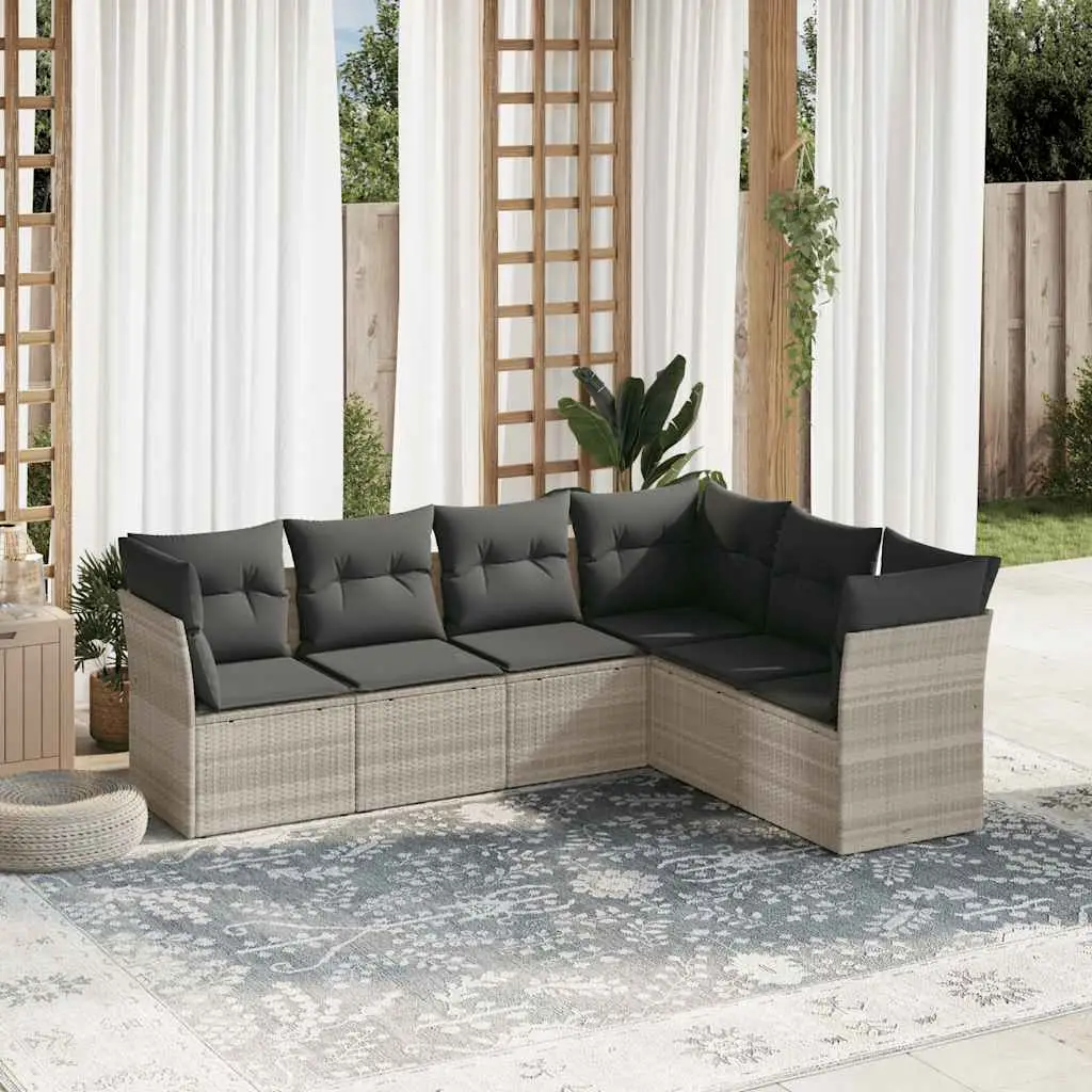 Ensemble canapés de jardin modulable 6 pièces en résine tressée pour extérieur Gris clair – ComfortXL Outdoor Living
