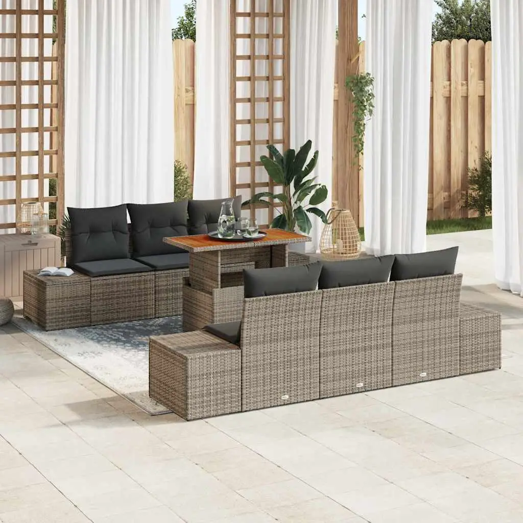 Ensemble canapé extérieur 7 pièces modulable en résine tressée avec stockage Gris – ComfortXL Outdoor Living