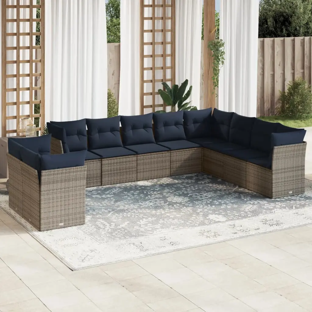 Ensemble canapés de jardin 10 pcs résine tressée modulable pour extérieur Gris – ComfortXL Outdoor Living