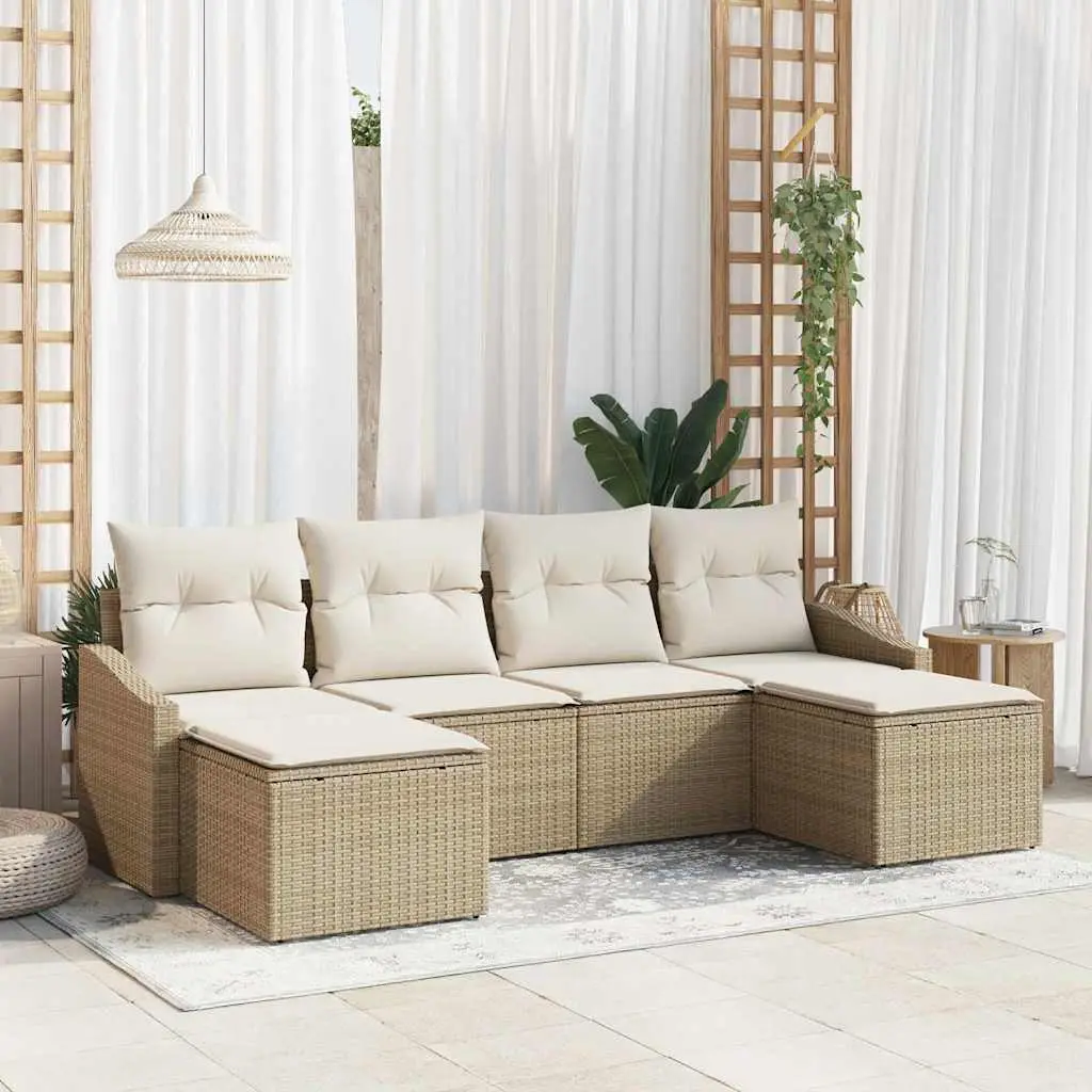 Ensemble de salle à manger pour jardin 6 pcs Beige et crème vidaXL 3355500 Beige et blanc