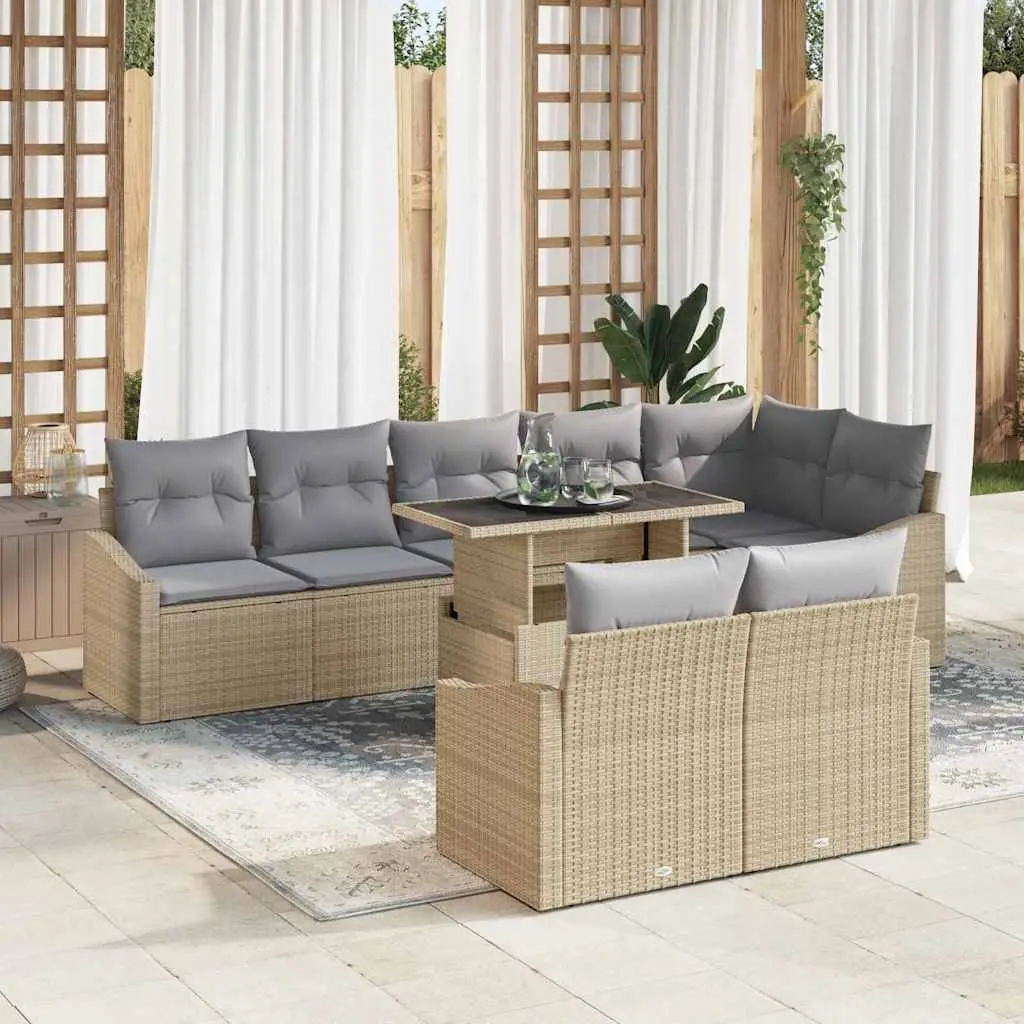 Ensemble de canapé de jardin Réglable 9 pcs Beige et Gris clair vidaXL 3357763