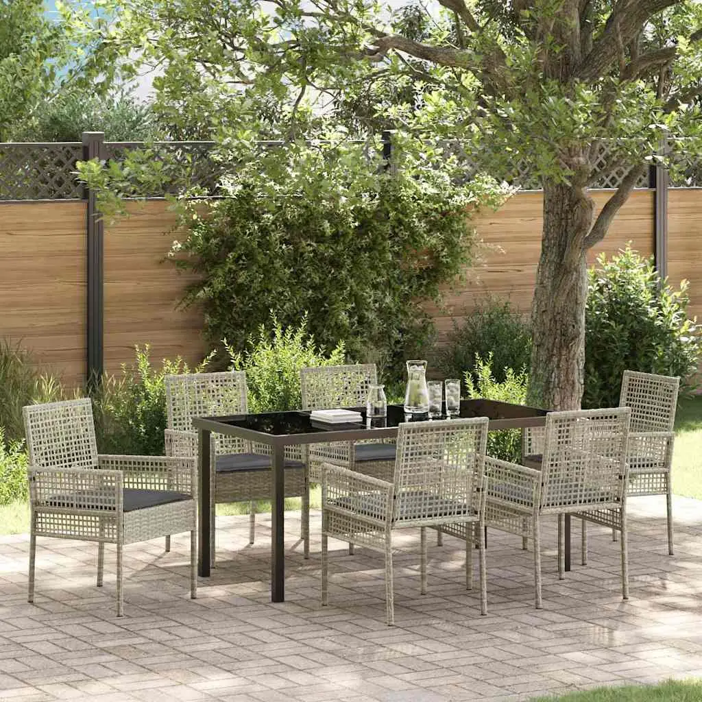 Ensemble de salle à manger pour jardin 7 pcs Gris clair vidaXL 3379902