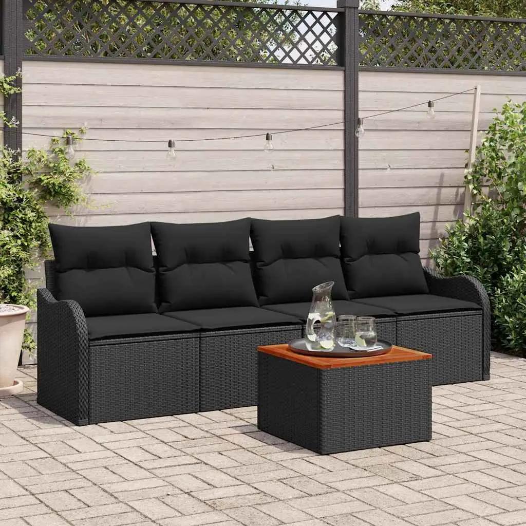 Ensemble de canapé de jardin avec stockage 5 pcs Noir polyrotin vidaXL 3356056