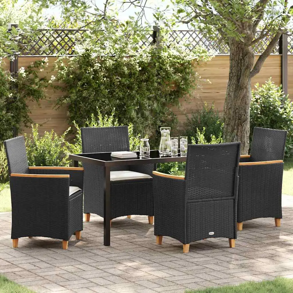 Ensemble de salle à manger pour jardin 5 pcs Noir polyrotin vidaXL 3381088