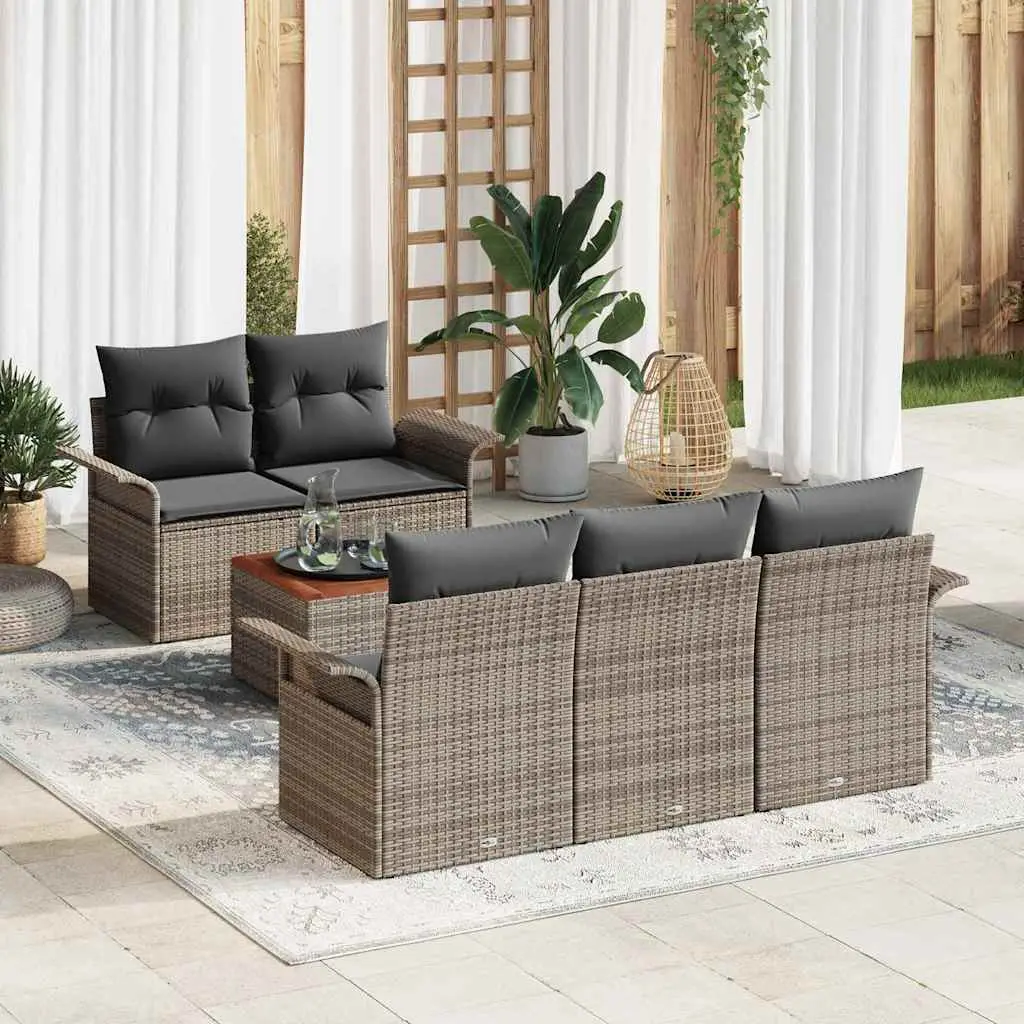 Ensemble de canapé de jardin avec stockage 6 pcs Gris polyrotin vidaXL 3355934