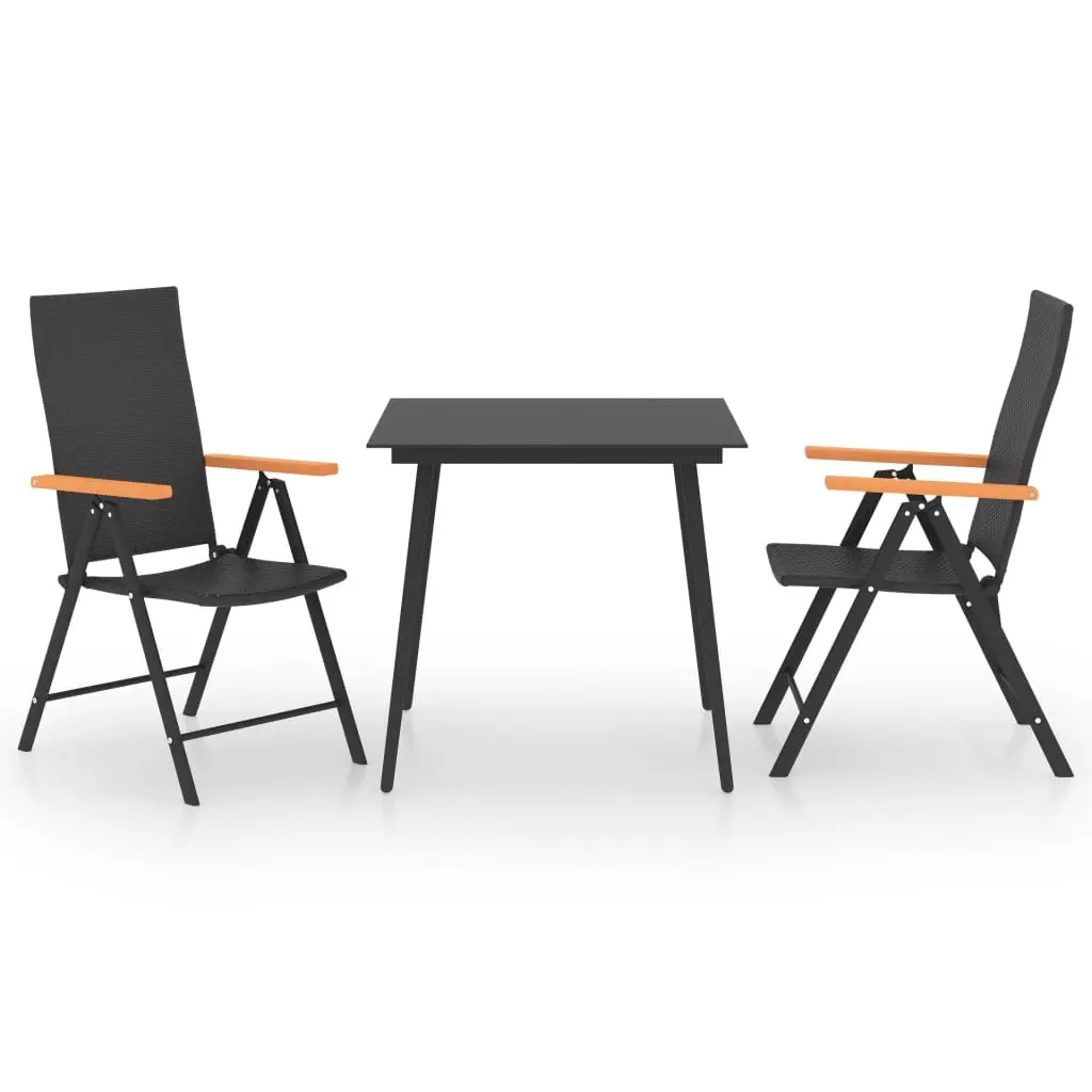 Ensemble de 3 pcs table de jardin avec chaises – mobilier de jardin noir et marron-JU2968