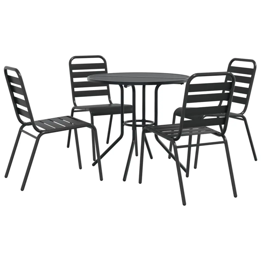Ensemble de 5 pcs chaises de jardin | Chaise d’extérieur empilables anthracite
