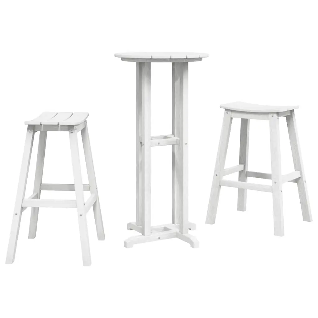 Ensemble de bar de jardin 3 pcs | Mobilier d’extérieur Blanc HDPE Maison Chic