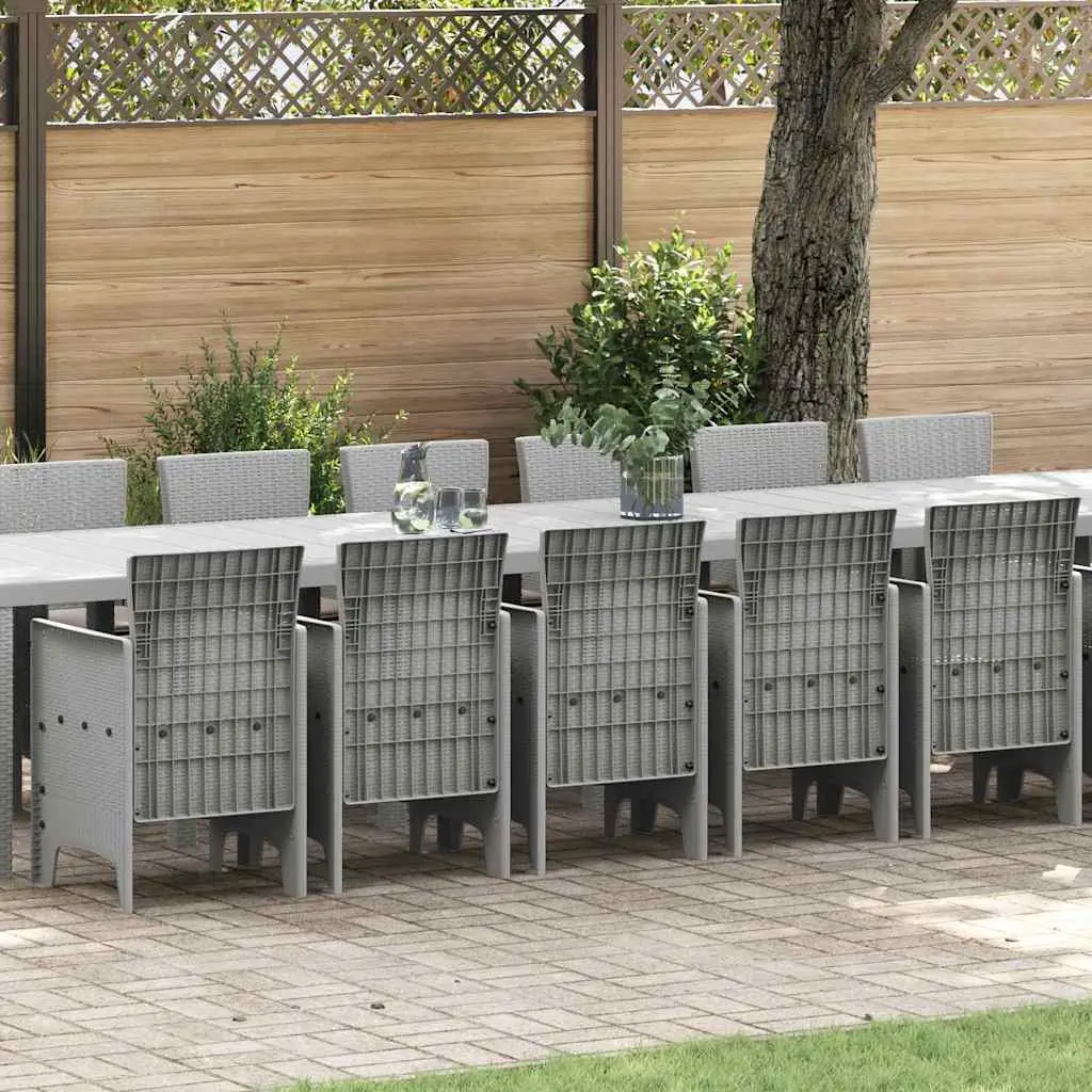 Ensemble de Jardin XXL 16 Places en Poly Rotin Table et Chaises pour Réception Gris Clair – ComfortXL Outdoor Living