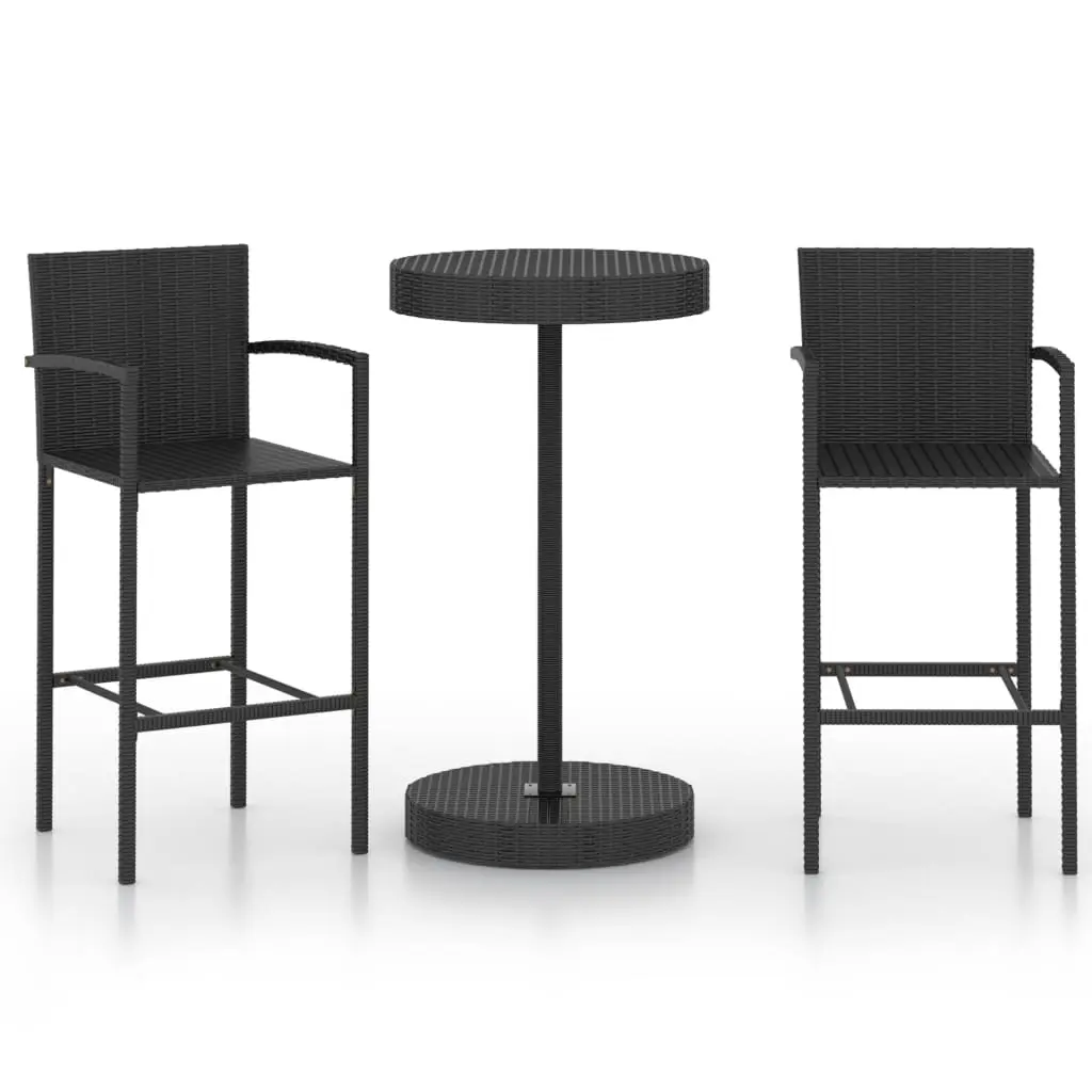Ensemble de 3 pcs bar de jardin – Mobilier d’extérieur – Mobilier de jardin Résine tressée Noir-JU2072