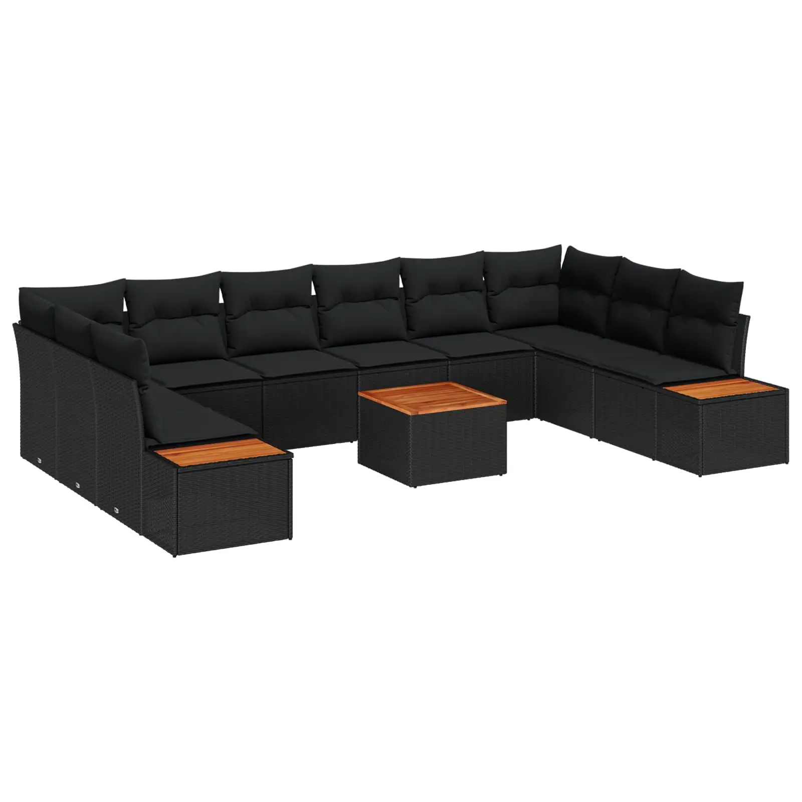 Ensemble Canapé et Table 11 Pcs en Résine Tressée, Le Must-Have pour Grandes Terrasses, Noir – ComfortXL Outdoor Living