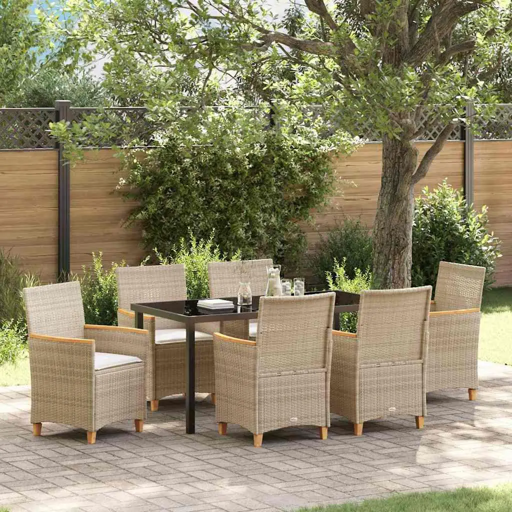 Ensemble de salle à manger pour jardin 7 pcs Beige polyrotin vidaXL 3381104 Beige
