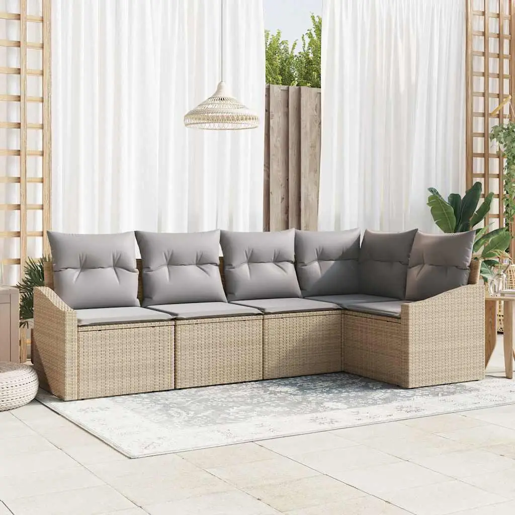 Ensemble de Canapés avec coussin 5 pcs Beige polyrotin vidaXL 3346720