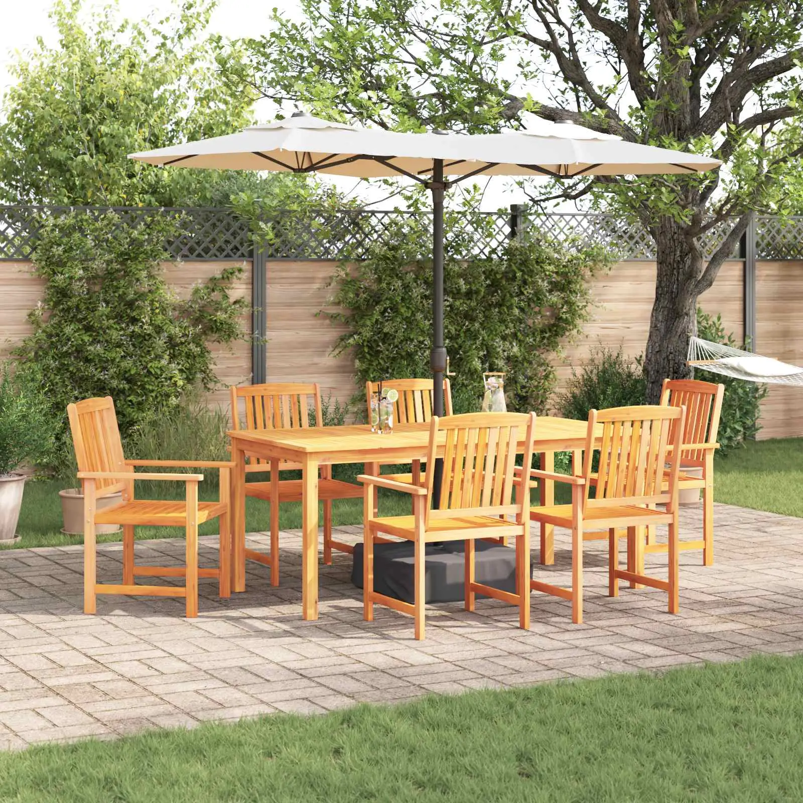 Ensemble de salle à manger pour jardin 7 pcs Marron vidaXL 3375680