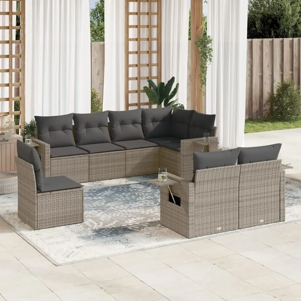 Ensemble de jardin 8 places en résine tressée confortable avec tables d’appoint modulable Gris foncé – ComfortXL Outdoor Living