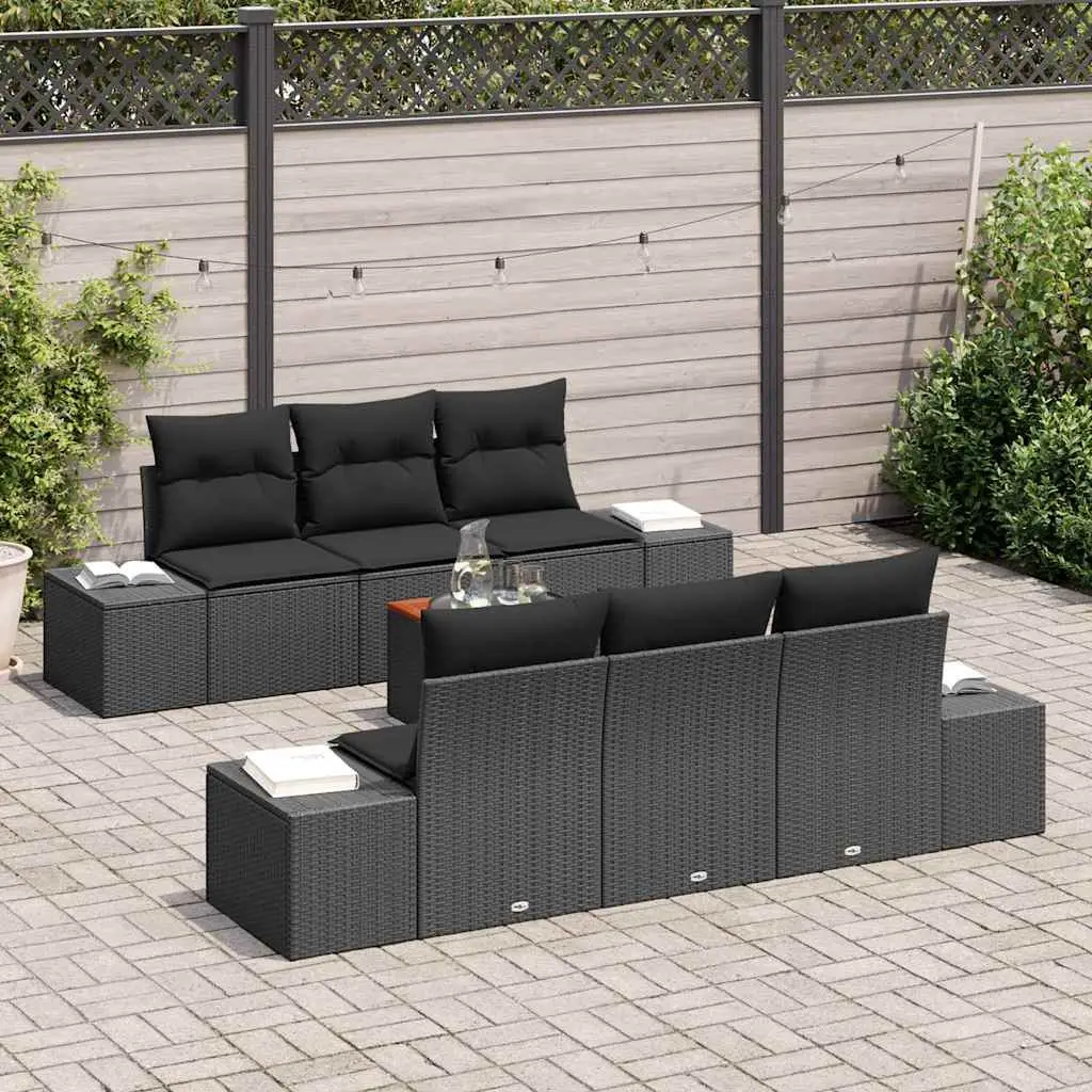 Ensemble de canapé de jardin avec stockage 7 pcs Noir polyrotin vidaXL 3356574