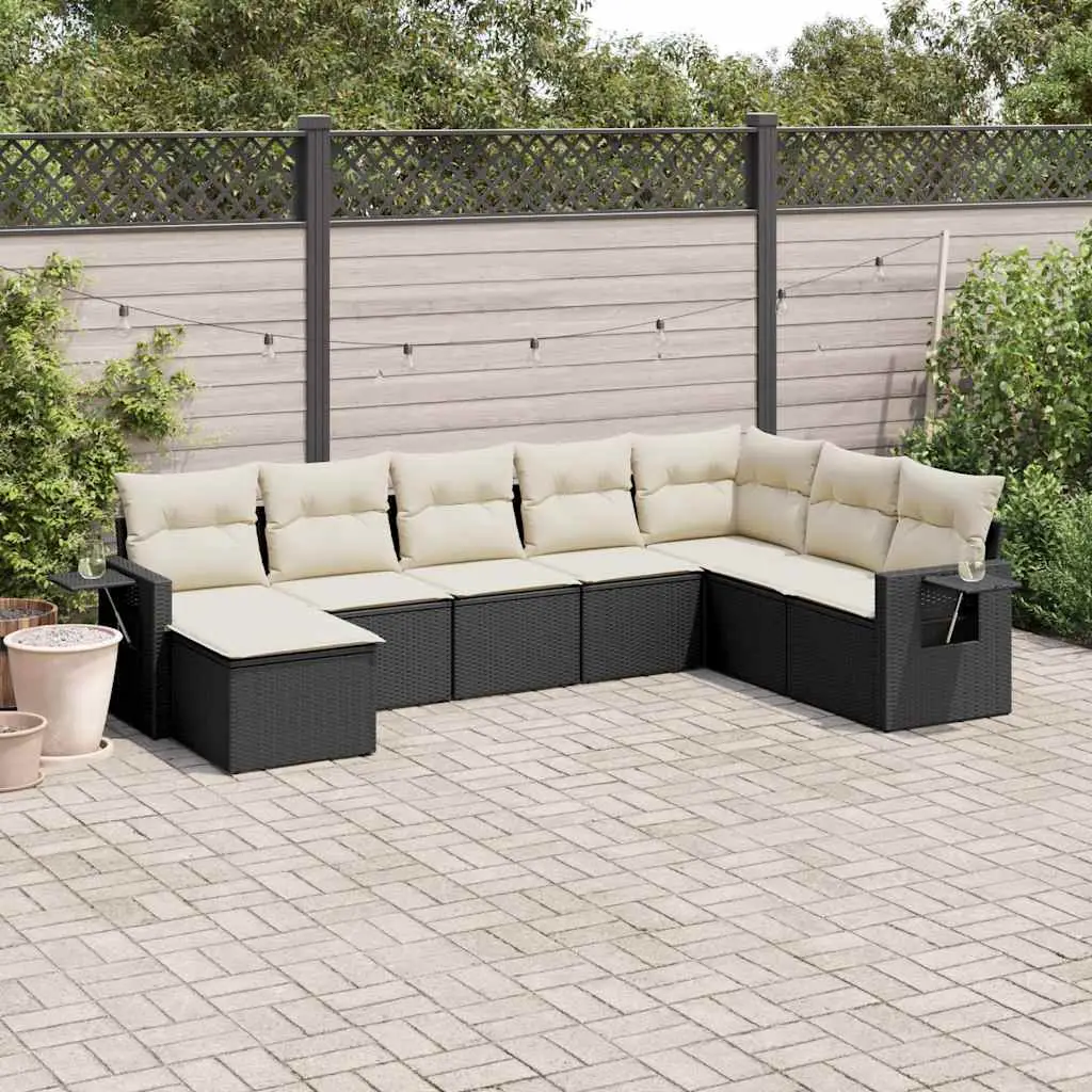 Ensemble Canapé de Jardin Modulable 8 Places Noir, Résine Tressée avec Rangement Intégré – ComfortXL Outdoor Living