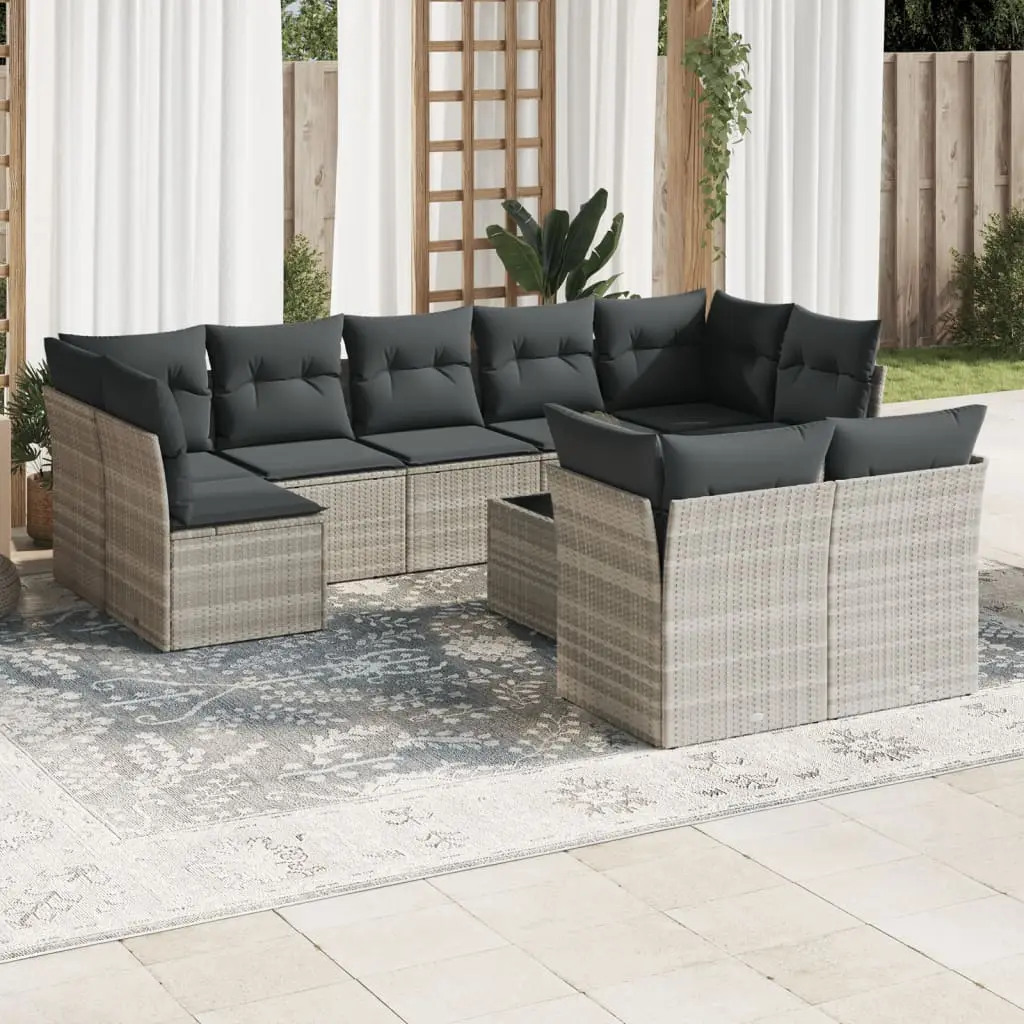 Ensemble de jardin 9 places modulable en résine tressée avec table basse pour extérieur Gris clair – ComfortXL Outdoor Living