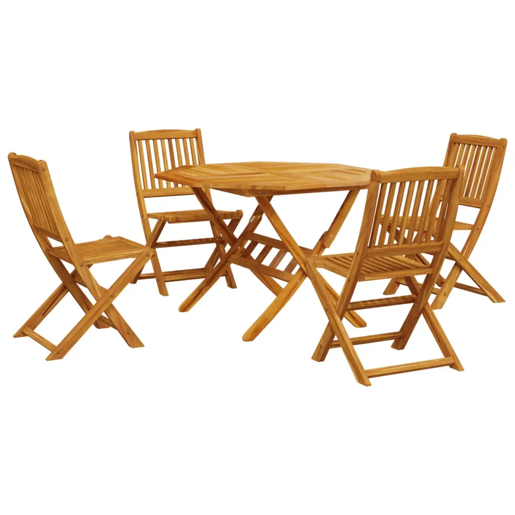 Ensemble de 5 pcs table de jardin et chaises pliable – mobilier de jardin bois massif d’acacia