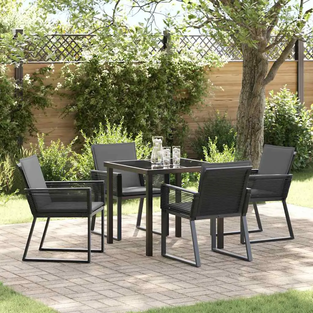 Ensemble de salle à manger pour jardin 5 pcs Noir vidaXL 3379318