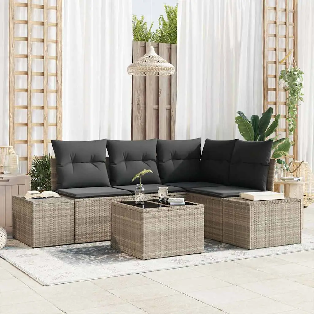 Ensemble de canapé de jardin avec stockage Gris clair polyrotin vidaXL 3355721