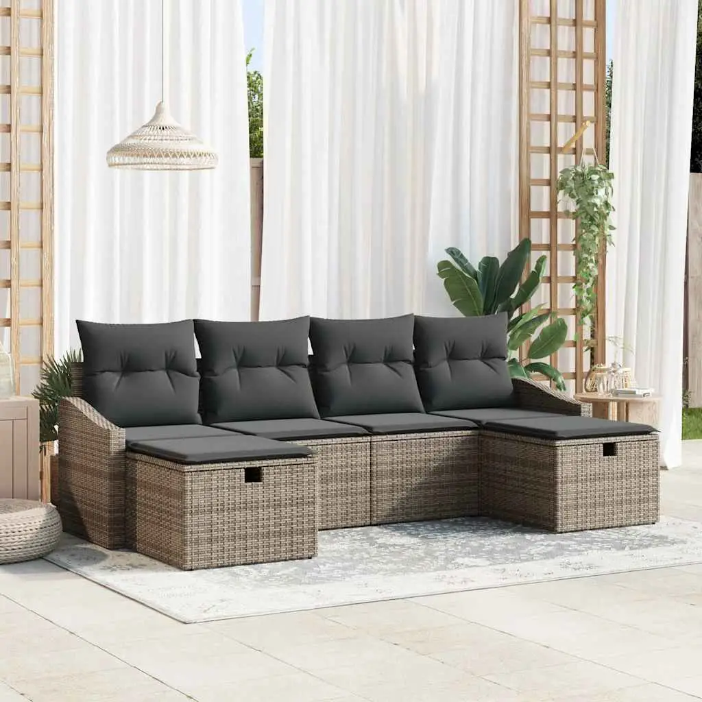 Ensemble de Canapés avec coussin 6 pcs polyrotin vidaXL 3360650