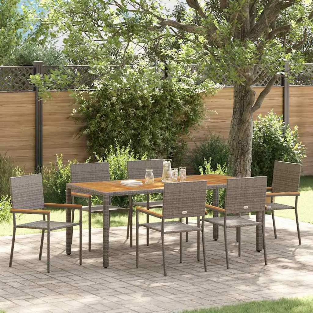 Ensemble de salle à manger pour jardin 7 pcs Gris polyrotin vidaXL 3365411