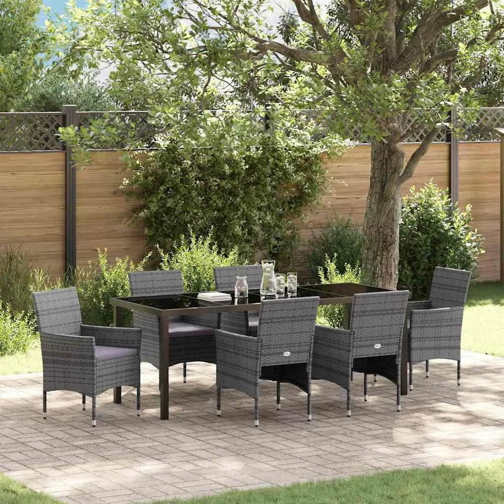 Ensemble de salle à manger pour jardin 7 pcs Gris polyrotin vidaXL 3379735