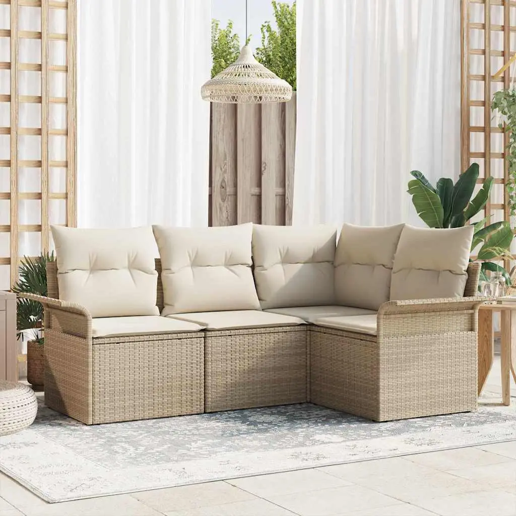 Ensemble Canapé Extérieur 4 Personnes Polyrotin Beige Balcon – ComfortXL Outdoor Living