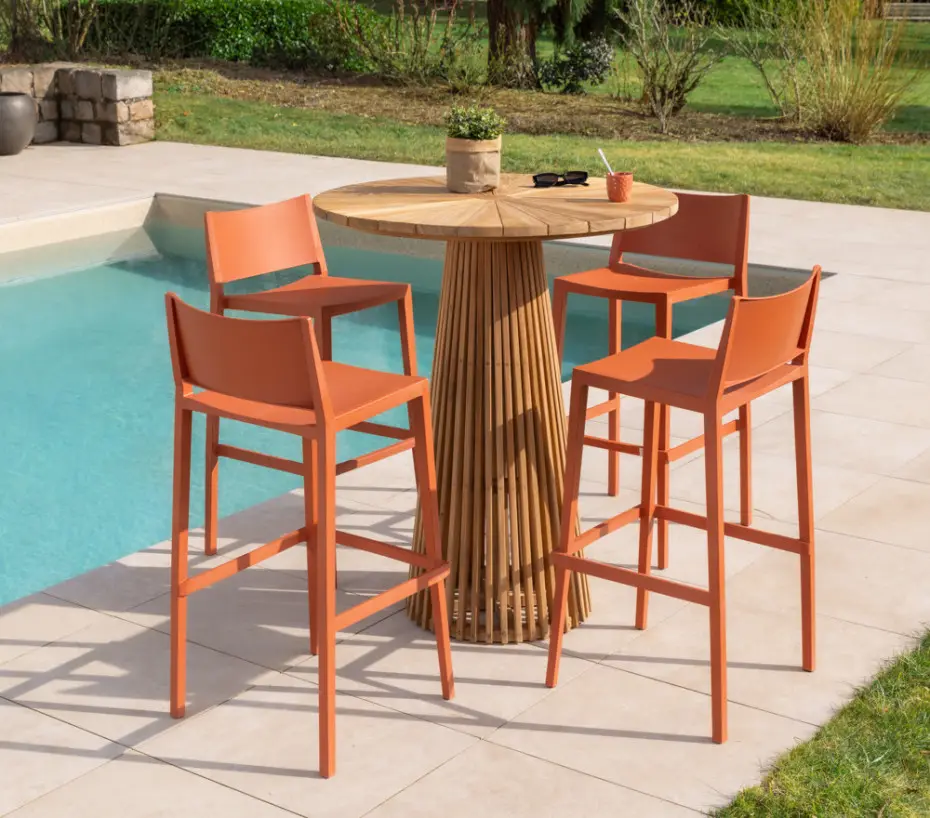 Ensemble de bar 4 personnes Bois et terracotta BALIGOS BAR
